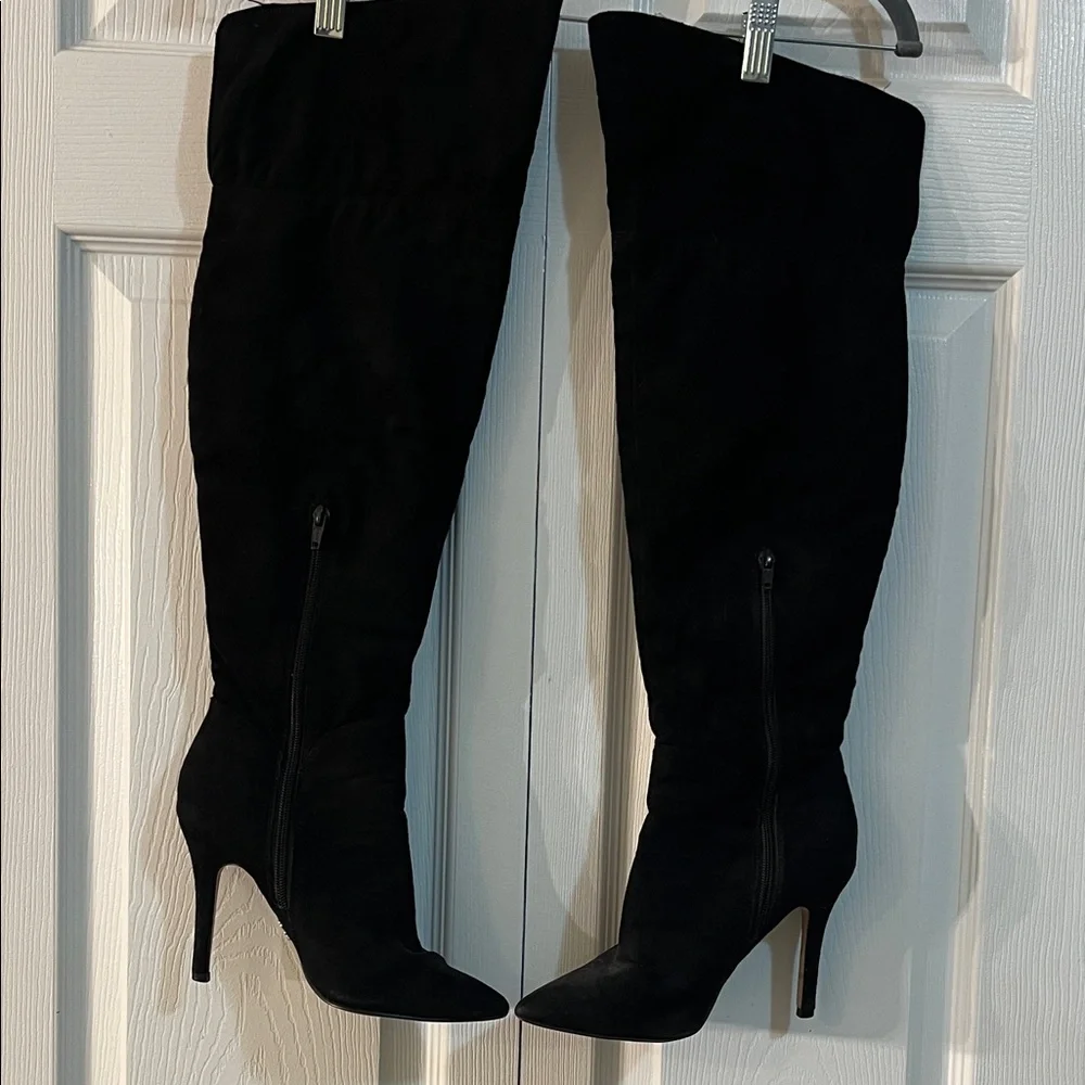 Black Suede Over the Knee Boots for Women